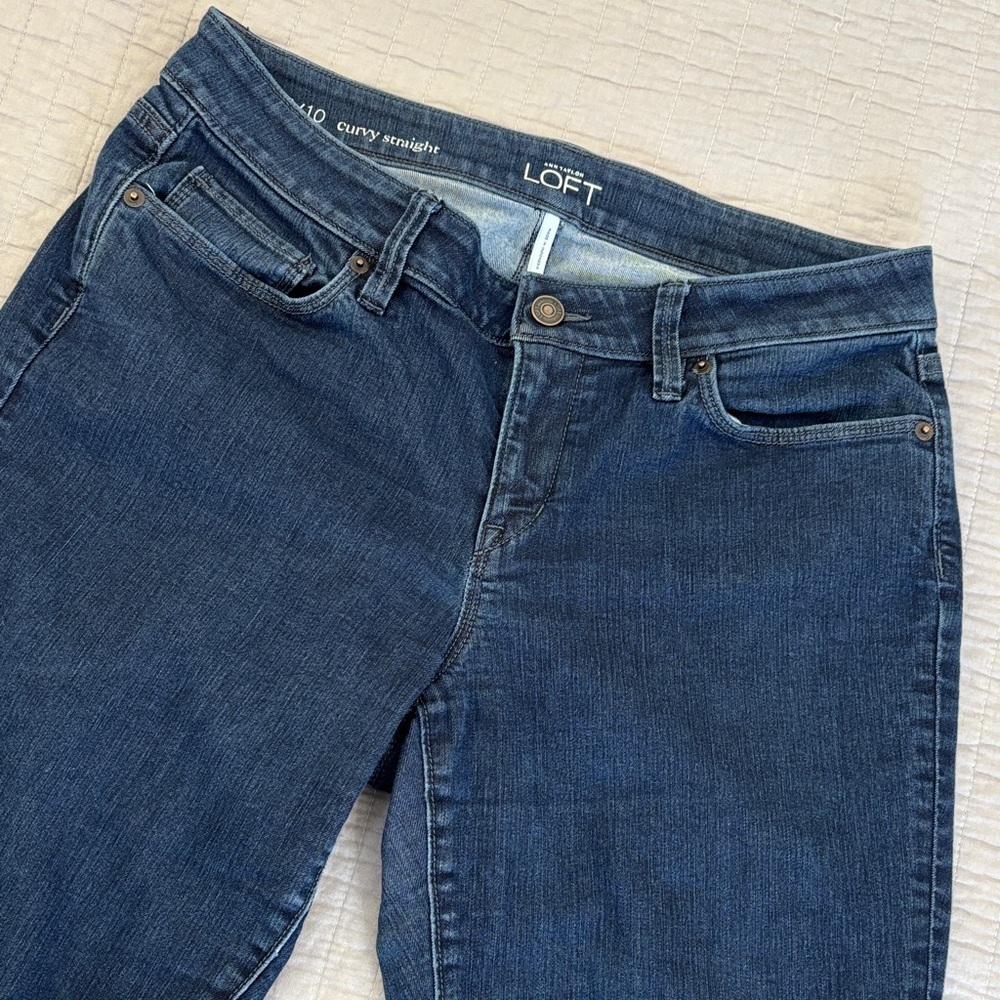 LOFT Curvy Straight Leg Jeans Dark Wash Size 30/10
